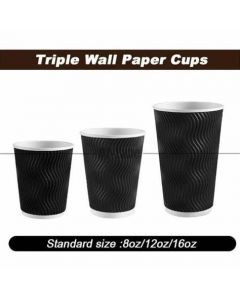 Biodegradable Black Triple Wall 16oz (25)